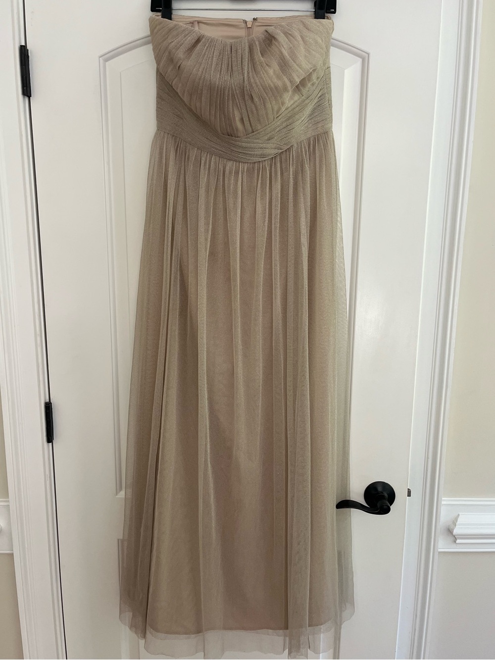 Ralph Lauren Strapless Tulle Formal Dress in Beige Champagne